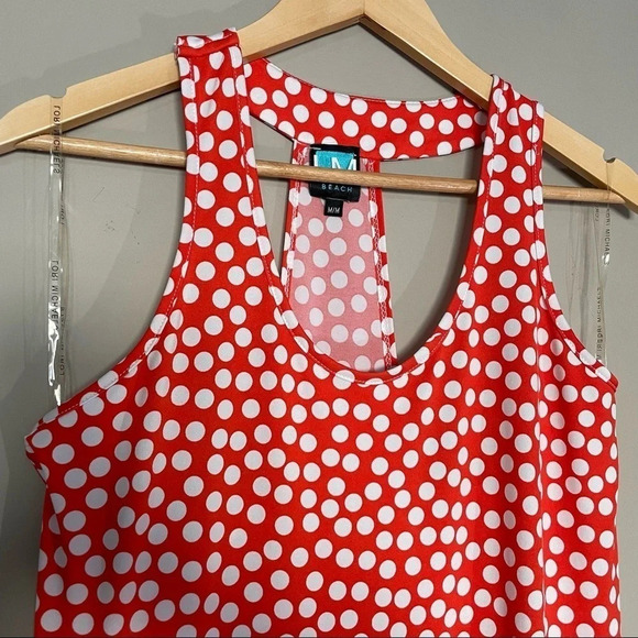 Lori Michaels  Sz M polka dots Racerback maxi beach dress - Picture 2 of 8